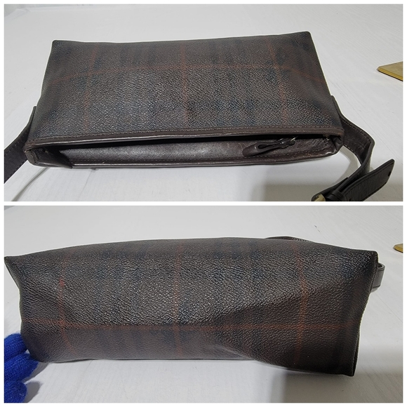 BURBERRY POCHETTE COATED CANVAS NOVA CHECK SHOULDER BAG DEEP BROWN - Picture 9 of 12